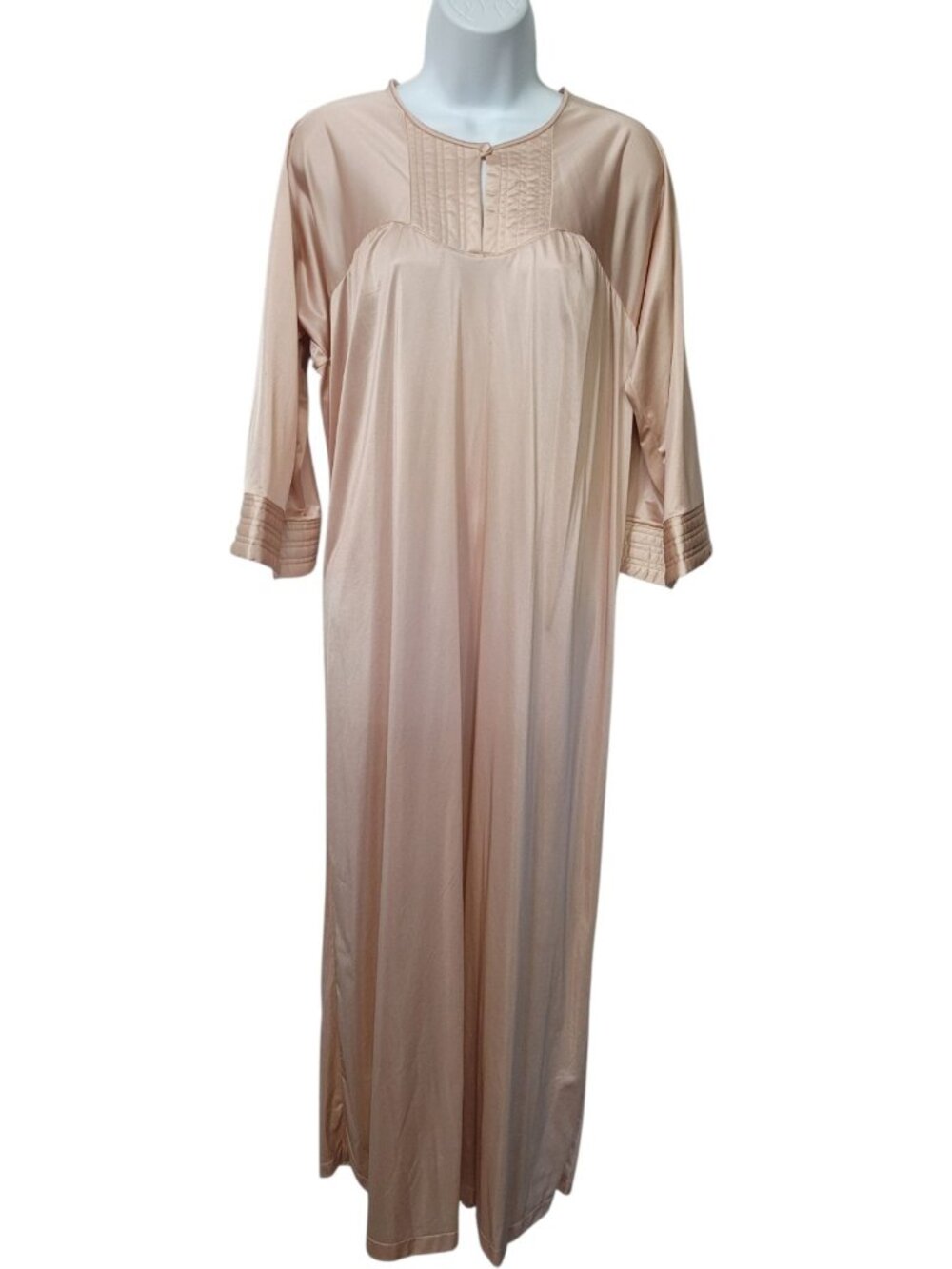 Vintage Henson Kickernick  Long Nightgown Nylon 80's Med Long Sleeve Maxi